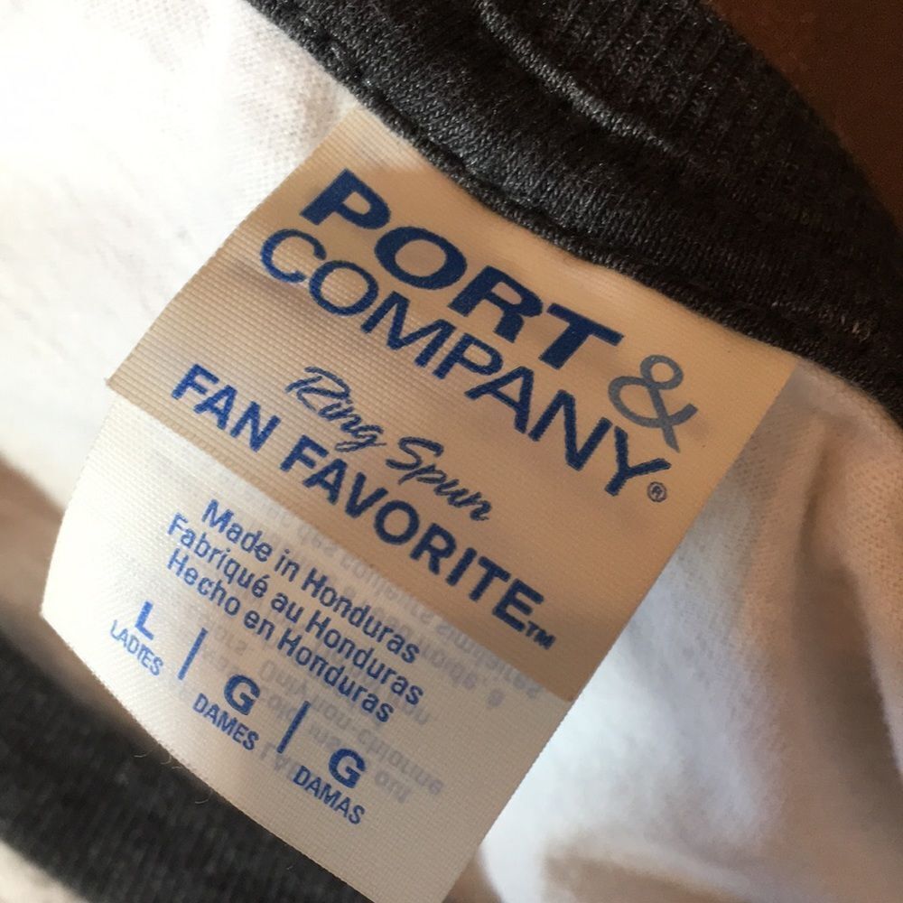 White Gray Raglan Tee Travel Graphic Print Top - Picture 6 of 6